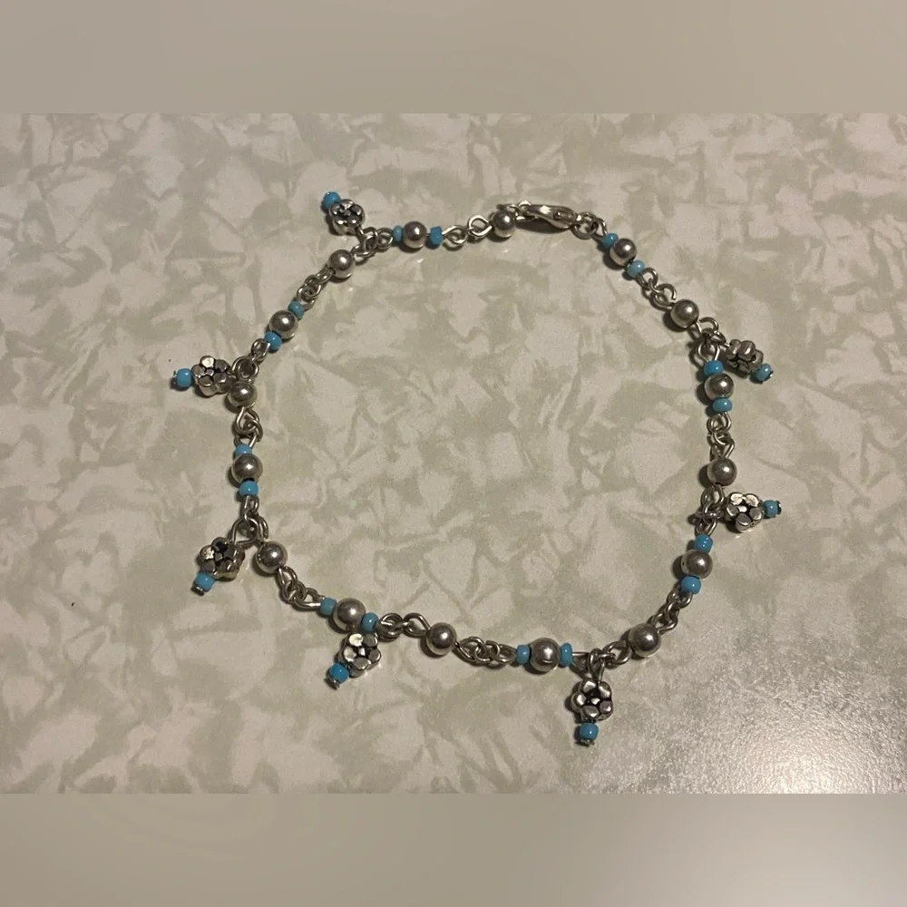 Silver Tone Flower Bracelet #7638
